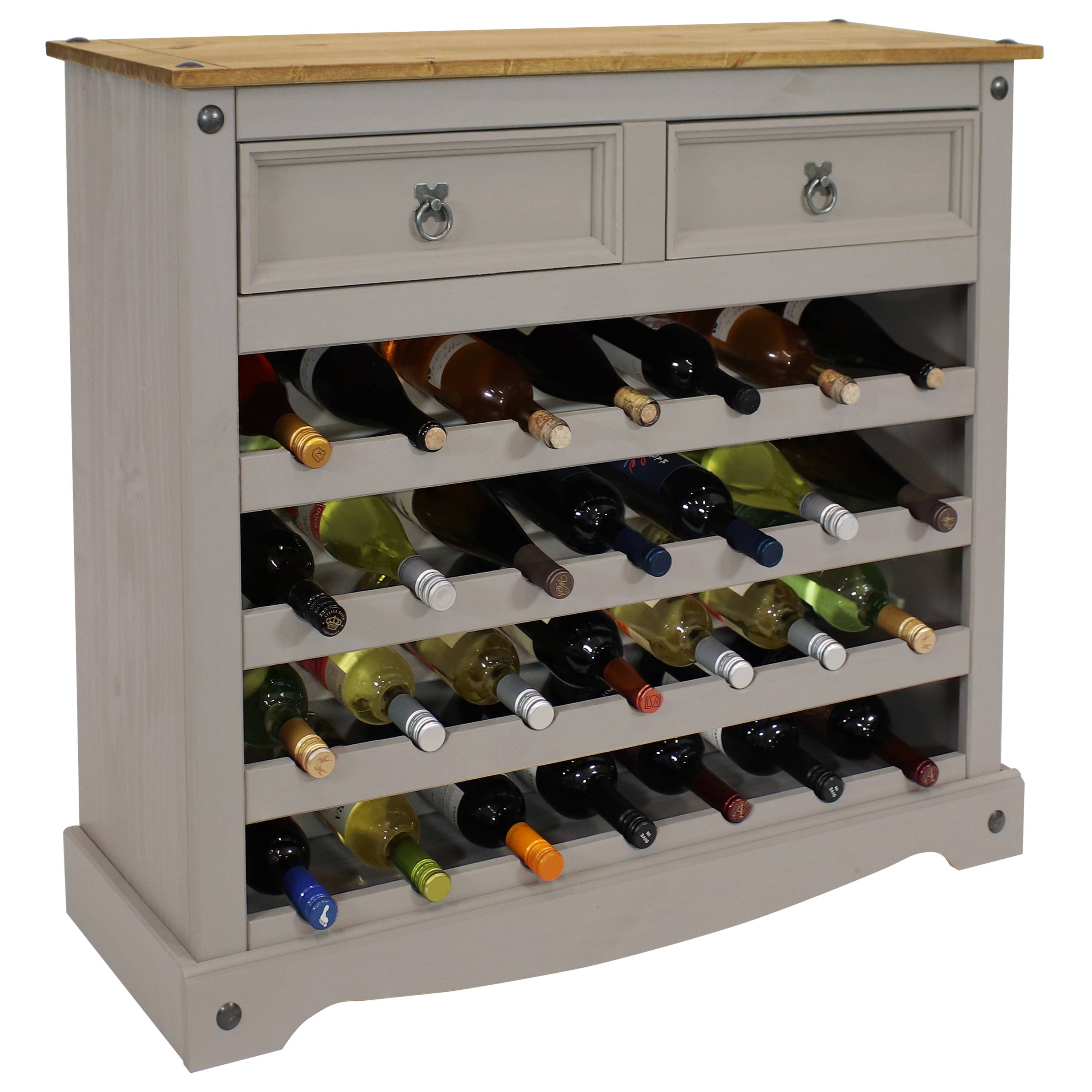 Sunnydaze Decor - Wholesale Wine Rack - 28-Bottle Solid Pine Freestanding Wine Rack - Gray - 34.5"5