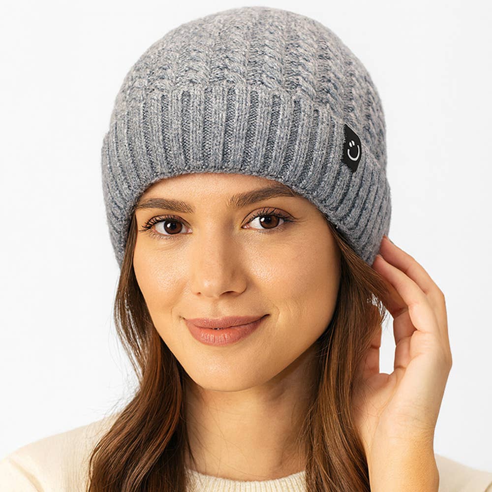 Sensibling Corp. - Vente Bonnet – femme - Bonnet d'hiver en tricot côtelé doublé de polaire1