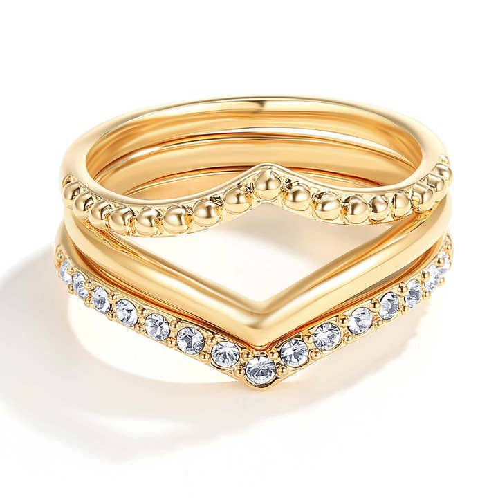 Wishbone Trio Stackable Ring Gold Plated|1-1237-GCLR and other Purchase Wholesale cuttlebone. Free Returns & Net 60 Terms on Faire trending on Faire.