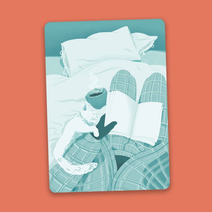 Reading in bed - Bookish POV Sticker for wholesale by Bookishly (US Duties Paid)