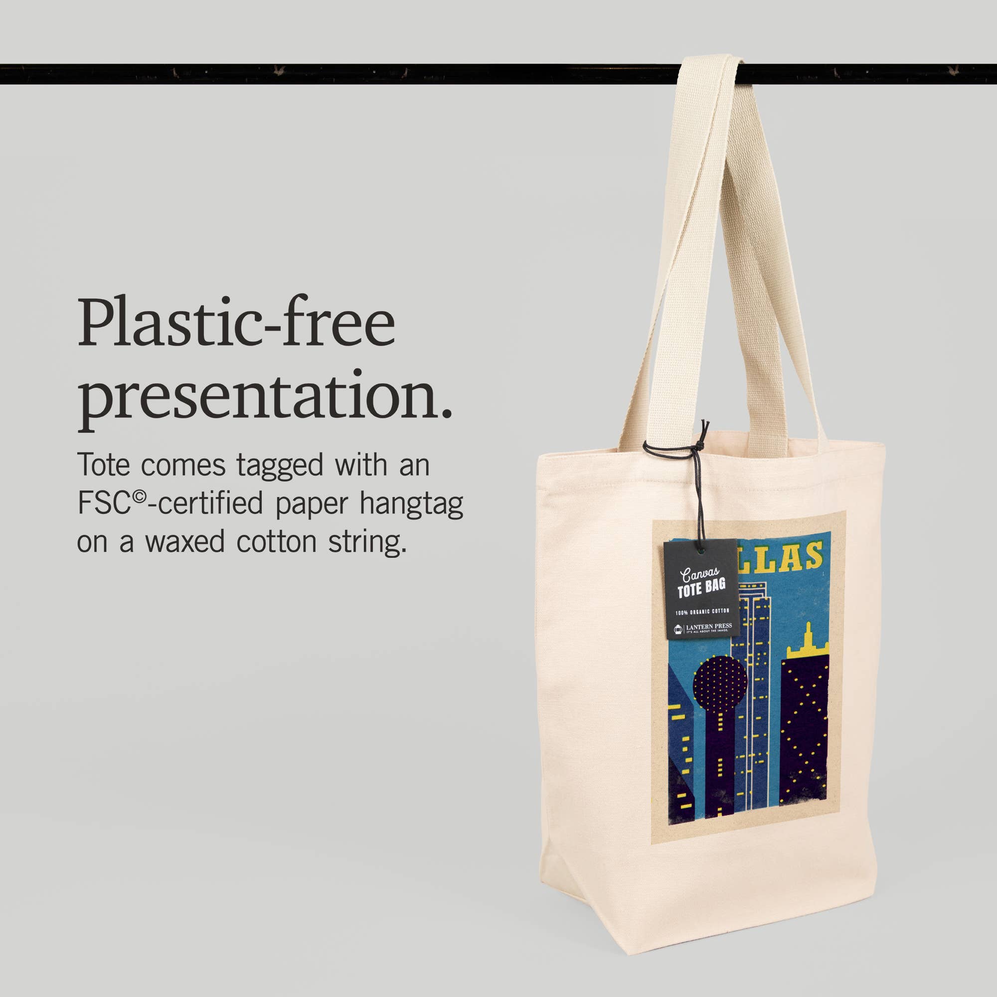 Lantern Press - Vente Tote bag – unisexe - SACS TOTE BIOLOGIQUES Dallas, Texas, Woodblock6