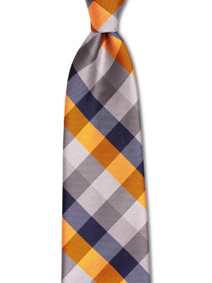 Orange Blue Plaid Skinny Tie for wholesale by GoTie