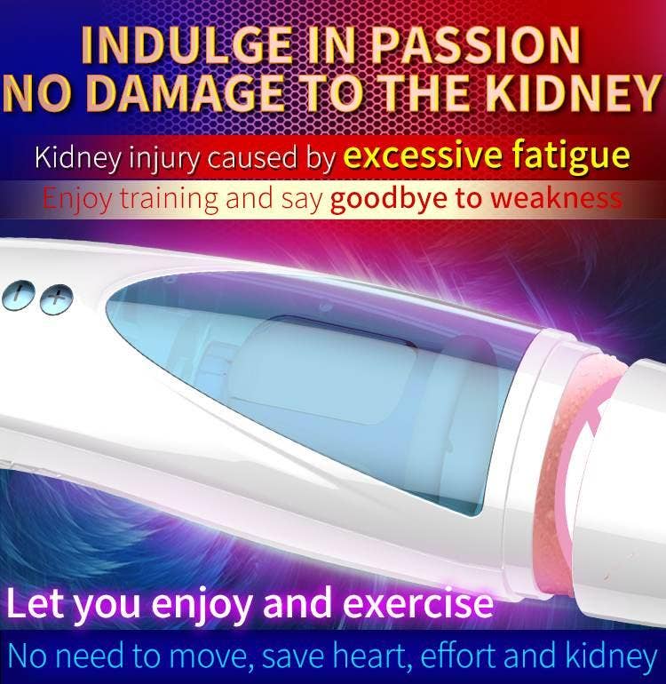 Kinky Pleasure - Wholesale Sex Toy - Foxshow - 63-00041 - Big size - 32 Cm - Masturbator cup - Vibrating, Rotating and Flashing Masturbation - USB rechargeable - 10 speed + 10 Function / Talk Mode - Dia outside 10 cm - Luxury Giftbox - white /with blue12