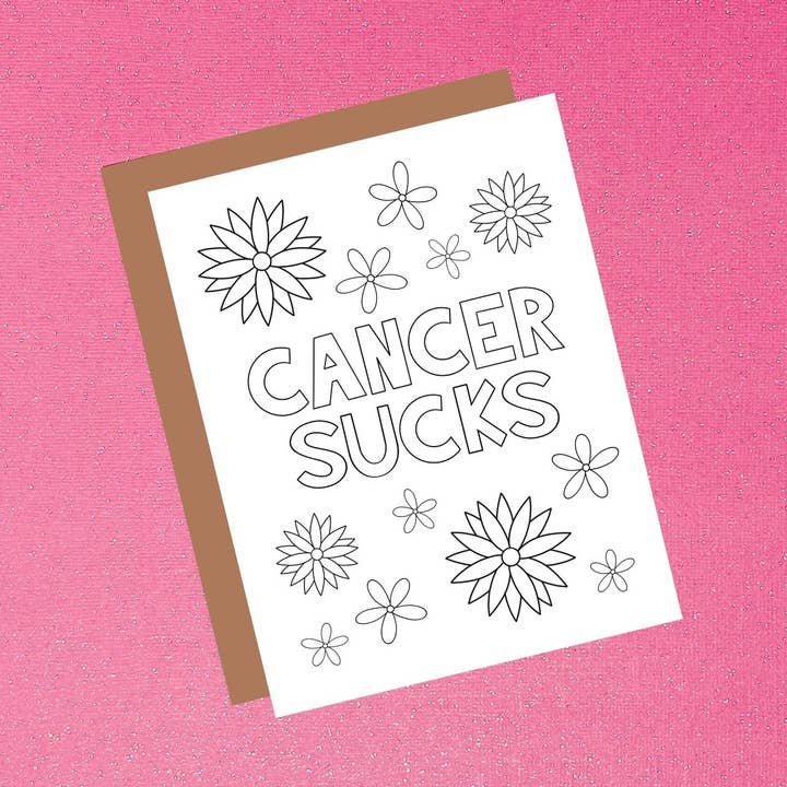 Colorez votre propre carte pour adulte - Carte de condoléances pour adultes Cancer Sucks pour la vente par Tiffany Ascensio Designs | Watercolor Greeting Cards