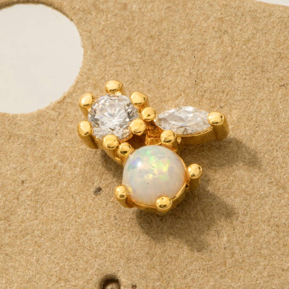 G Mini Triple Rhinestone Stud Earring for wholesale on Faire3