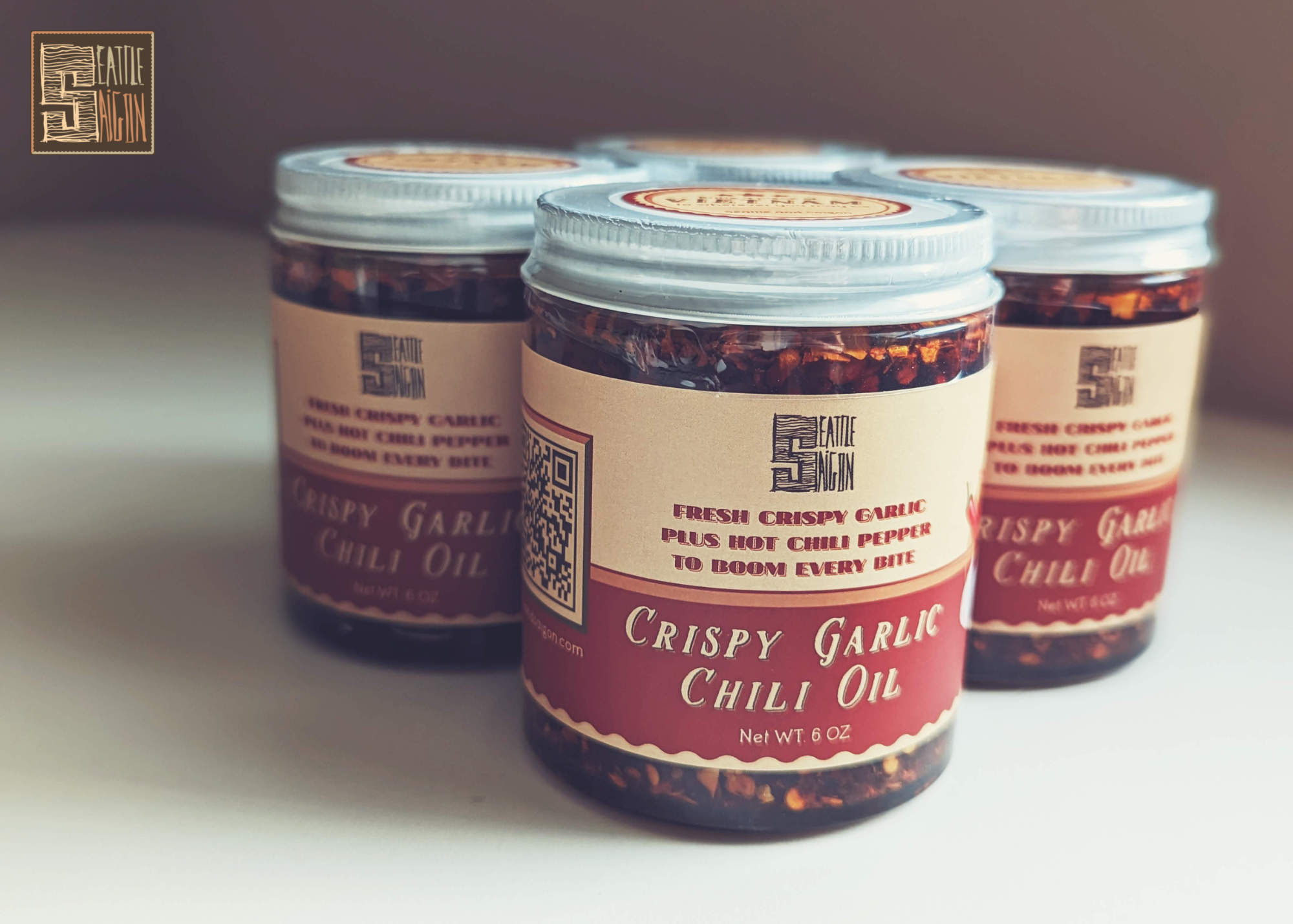 Seattle and Saigon - Wholesale Hot Sauce - CRISPY GARLIC CHILI OIL, Do-everything Viet sauce,Made in WA8