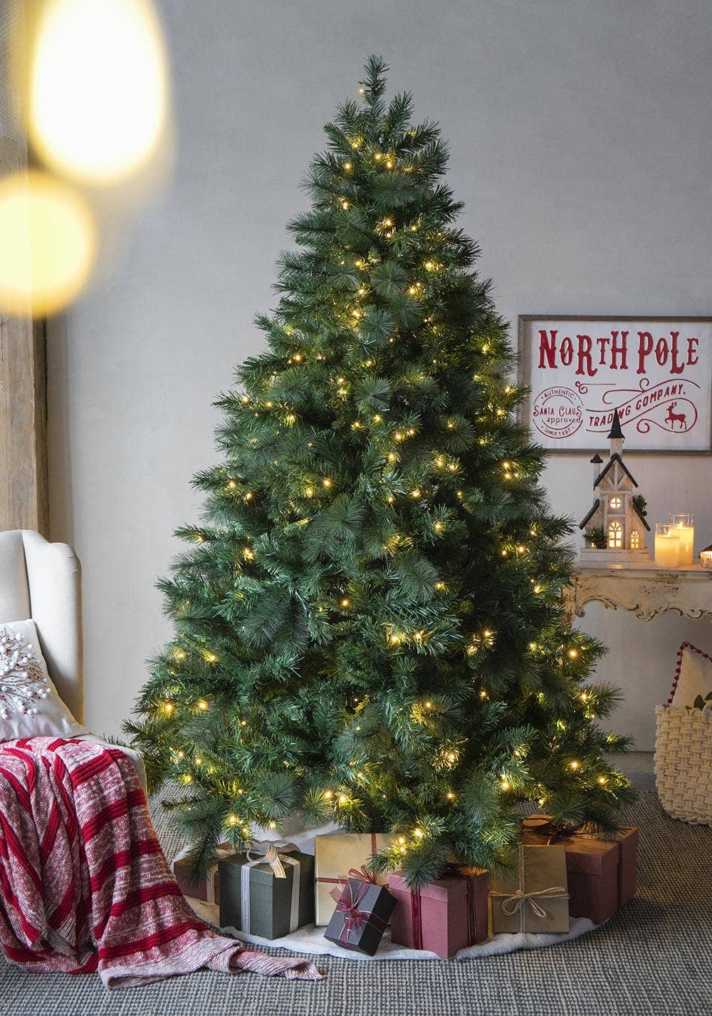 A&B Home Group Inc. - Wholesale Artificial Christmas tree - 7'H x 55"D Pre-Lit Artificial Christmas Tree