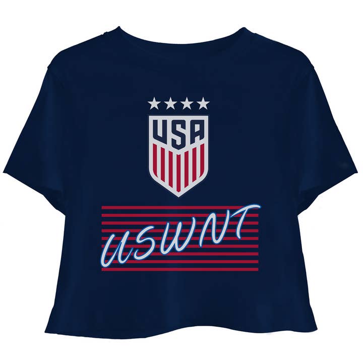 USWNT Women's 4 Star Solid Logo Crest Crop Top for wholesale by Icon Sports