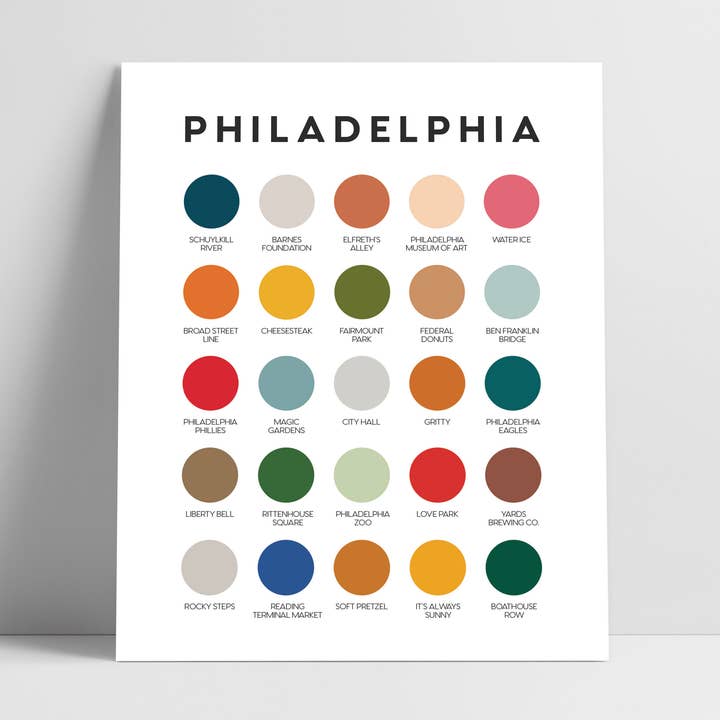 Philadelphia Color Palette Print for wholesale by Lunch City Studio