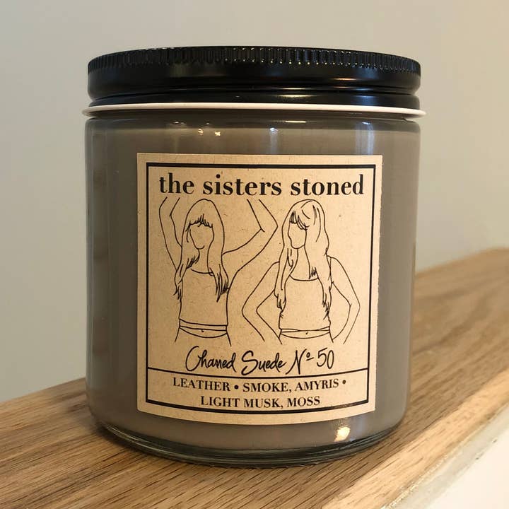 Charred Suede No. 50 Soy 2-Wick Wick Candle for wholesale by The Sisters Stoned