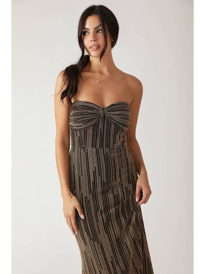 BLACK GOLD A metallic threaded woven maxi dress - ID21812 for wholesale on Faire