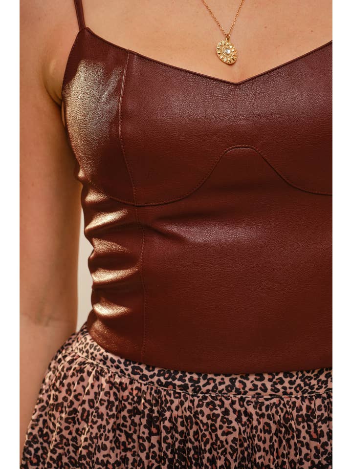 Blue B - Wholesale Tank Top - Women's - 52133T - Faux Leather Cropped Cami Top6