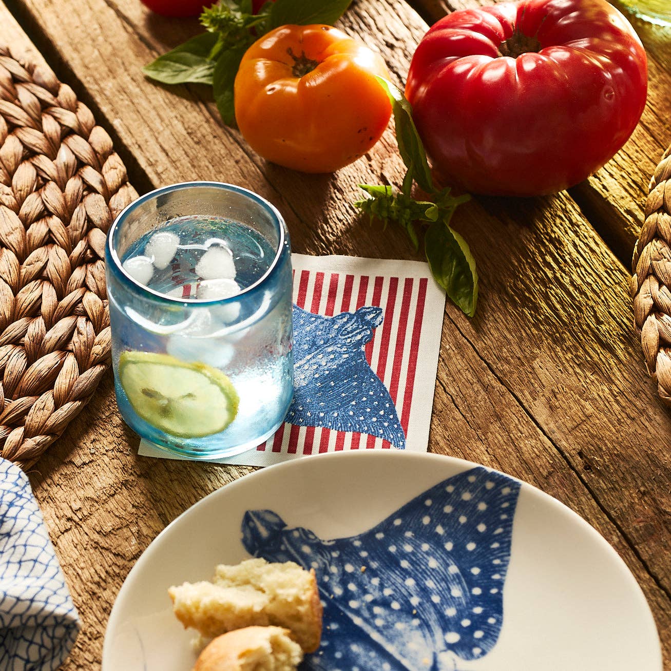 Caskata - Wholesale Disposable Napkin - Seaside Stripes Cocktail Napkin Roll3