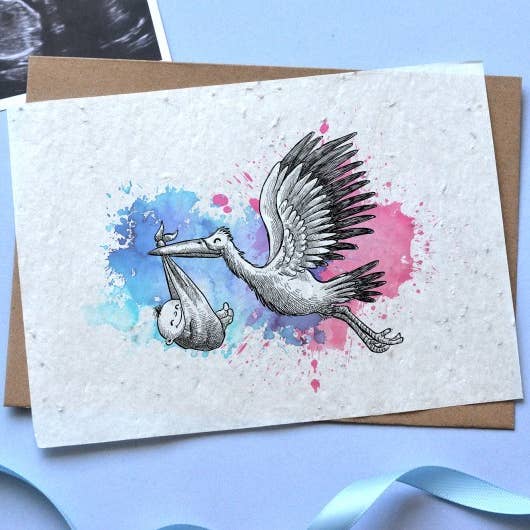 Stork Planting Card for wholesale by Carte À Pousser