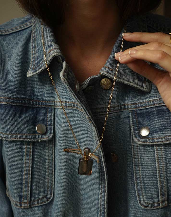 Bijoux 7bis - Wholesale Pendant/Charm Necklace - Steel Necklace Rectangle Perfume Bottle1