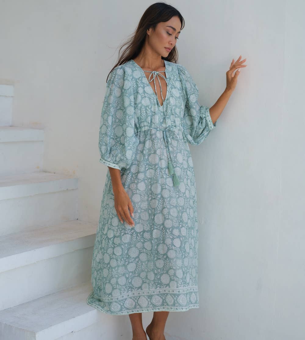 The Fox and The Mermaid - Wholesale Dress - Women's - Block Printed Drawstring Cotton Dress (Indra)11