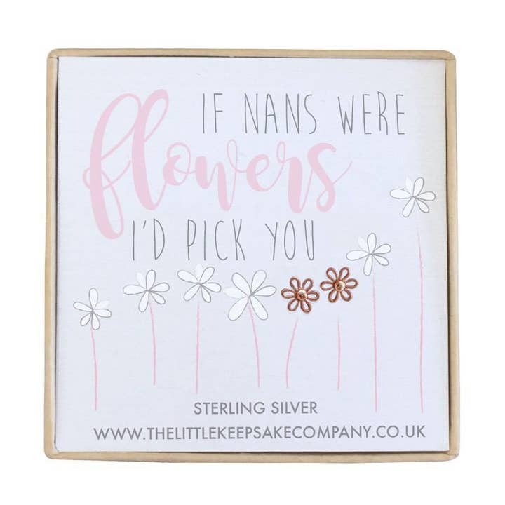 Pendientes con cita en oro vermeil rosa: If Nans Were Flowers Id Pick You para venta al por mayor de The Little Keepsake Company