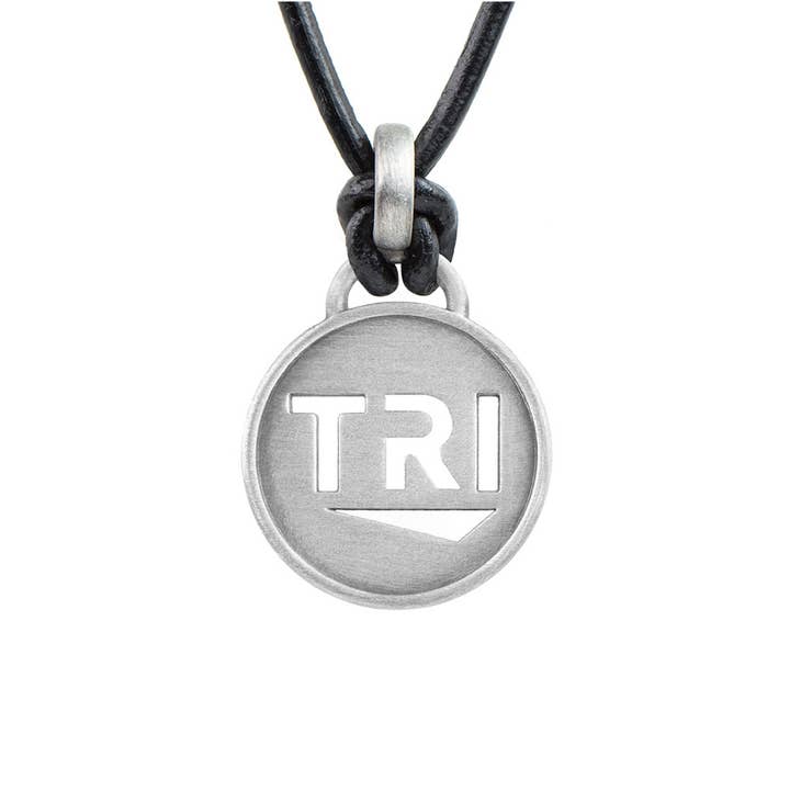 TRI Pendant Leather Triathlon Necklace for wholesale by ATHLETE INSPIRED, Inc.