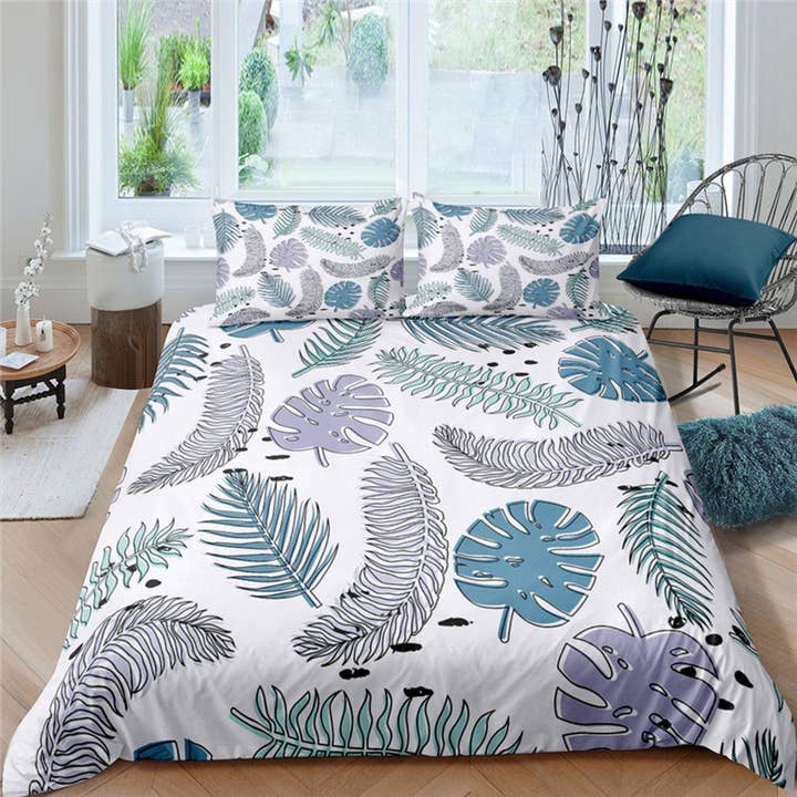 Tropisk påslakanset Botanisk, Överkast sovsal sängkläder, sommar sovrum för wholesale av daintyduvet