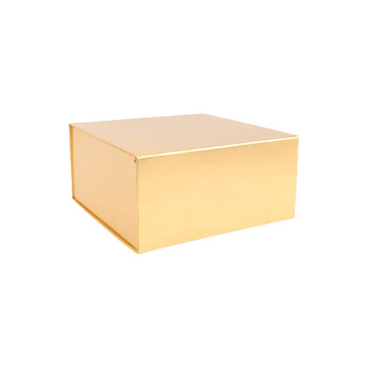 LA Ribbons Wholesale - Vendita all'ingrosso Confezioni regalo - Scatola regalo pieghevole 8" x 8" x 4" con coperchio a patta magnetica quadrata | Oro