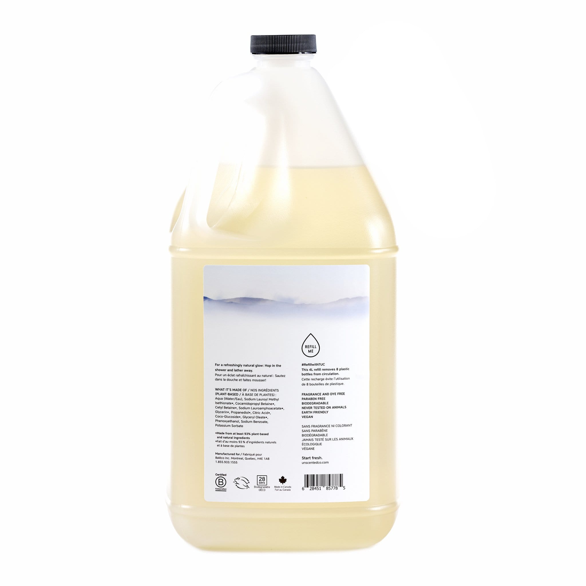 The Unscented Company - Wholesale Body Wash/Shower Gel - Body Soap - 3.78L Refill Bottle2