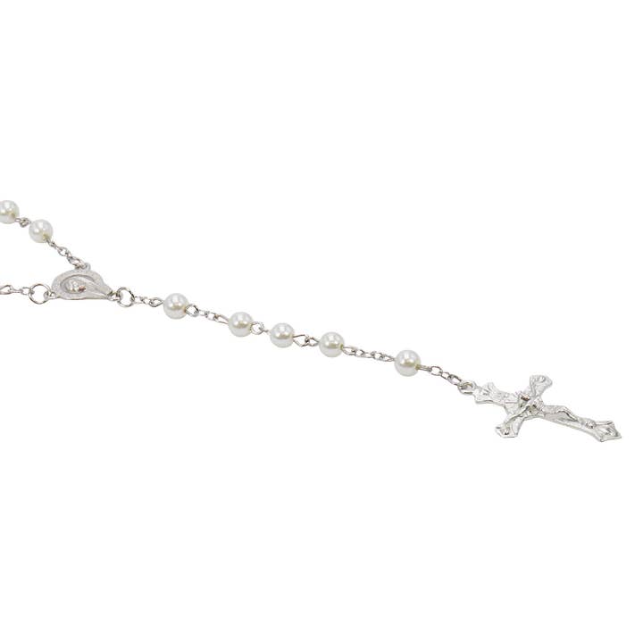 AS SHOWN True Cross White Prayer Beads Rosary Necklace for wholesale on Faire3