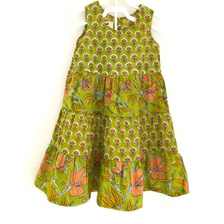 Flickor Tier klänning - handblocket Print bomull hantverkare klänning för wholesale av The Indian Bazaar