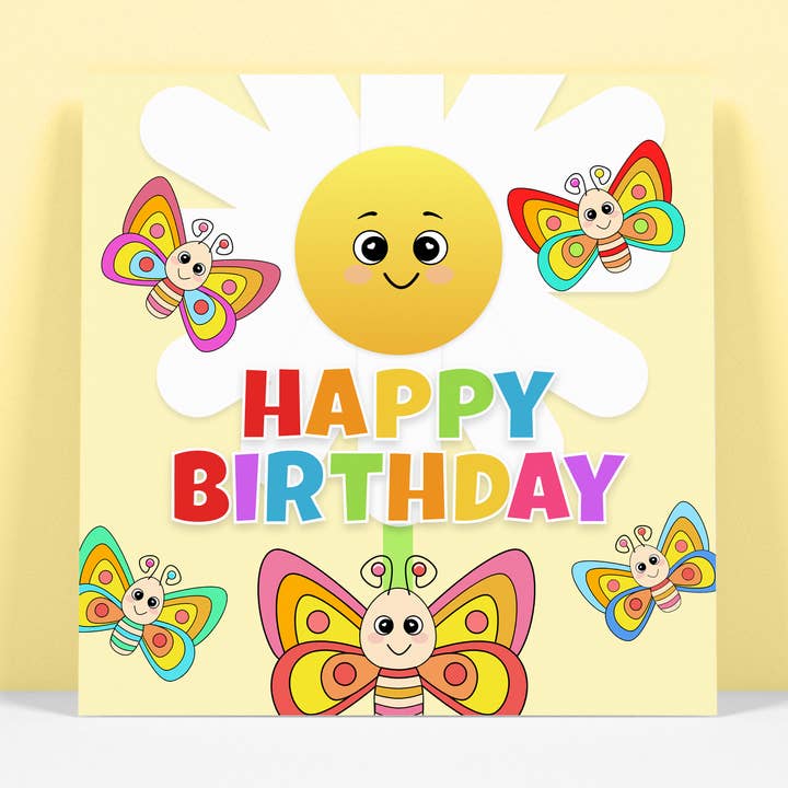 Happy Birthday - Butterfly and Flower Card for wholesale by RoleyOleyMoley