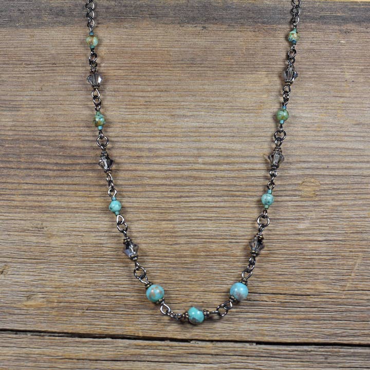 Collier Timberline en turquoises et cristaux pour la vente par Cool Water Jewelry