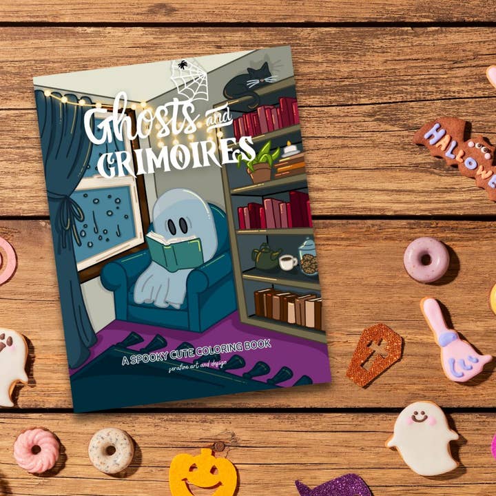 Fantômes et Grimoires : un livre de coloriage adorablement effrayant pour adultes pour la vente par Serafine Art and Design