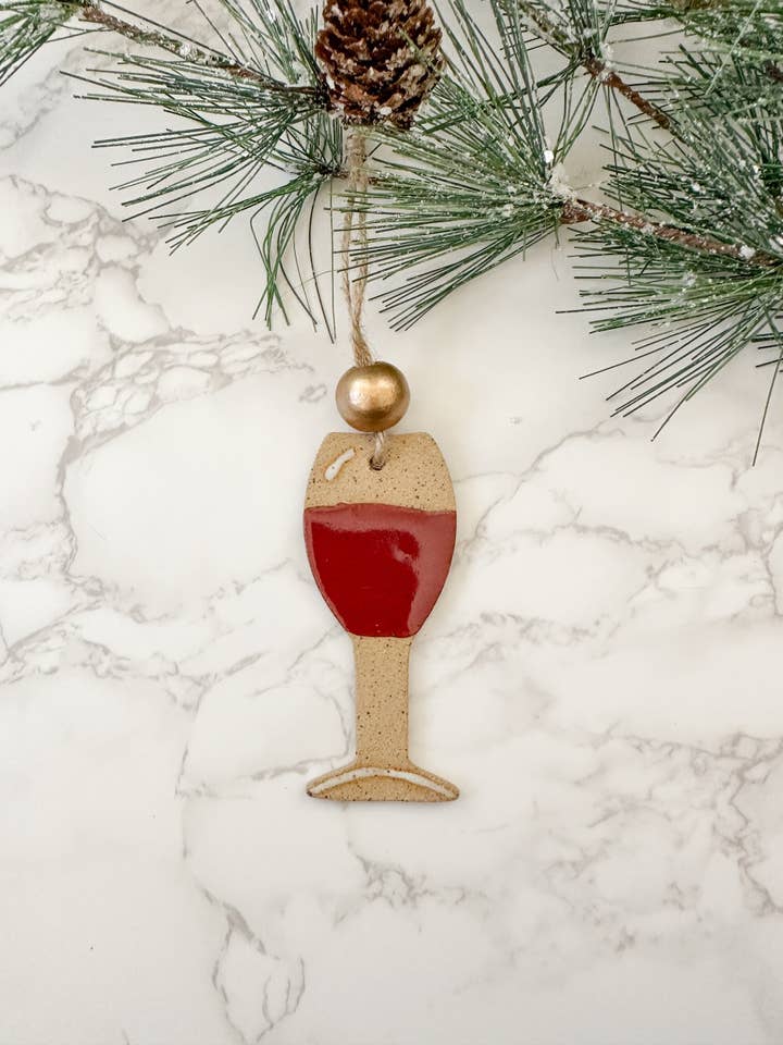 Wine Ornament for wholesale by Laura Duncan Ceramics