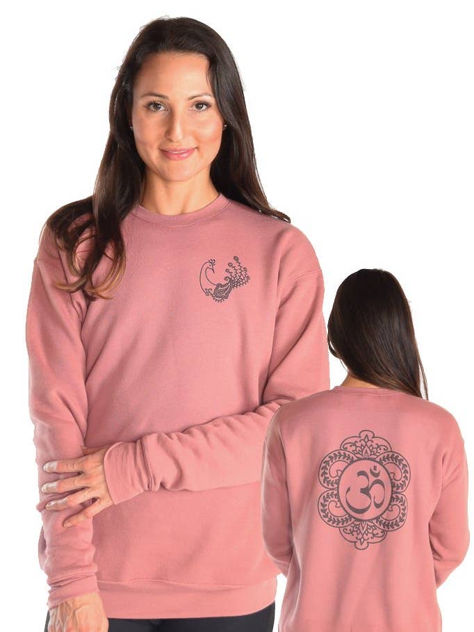 Drop Shoulder Fleece Sweatshirt With Henna Peacock for wholesale by Third Eye Threads