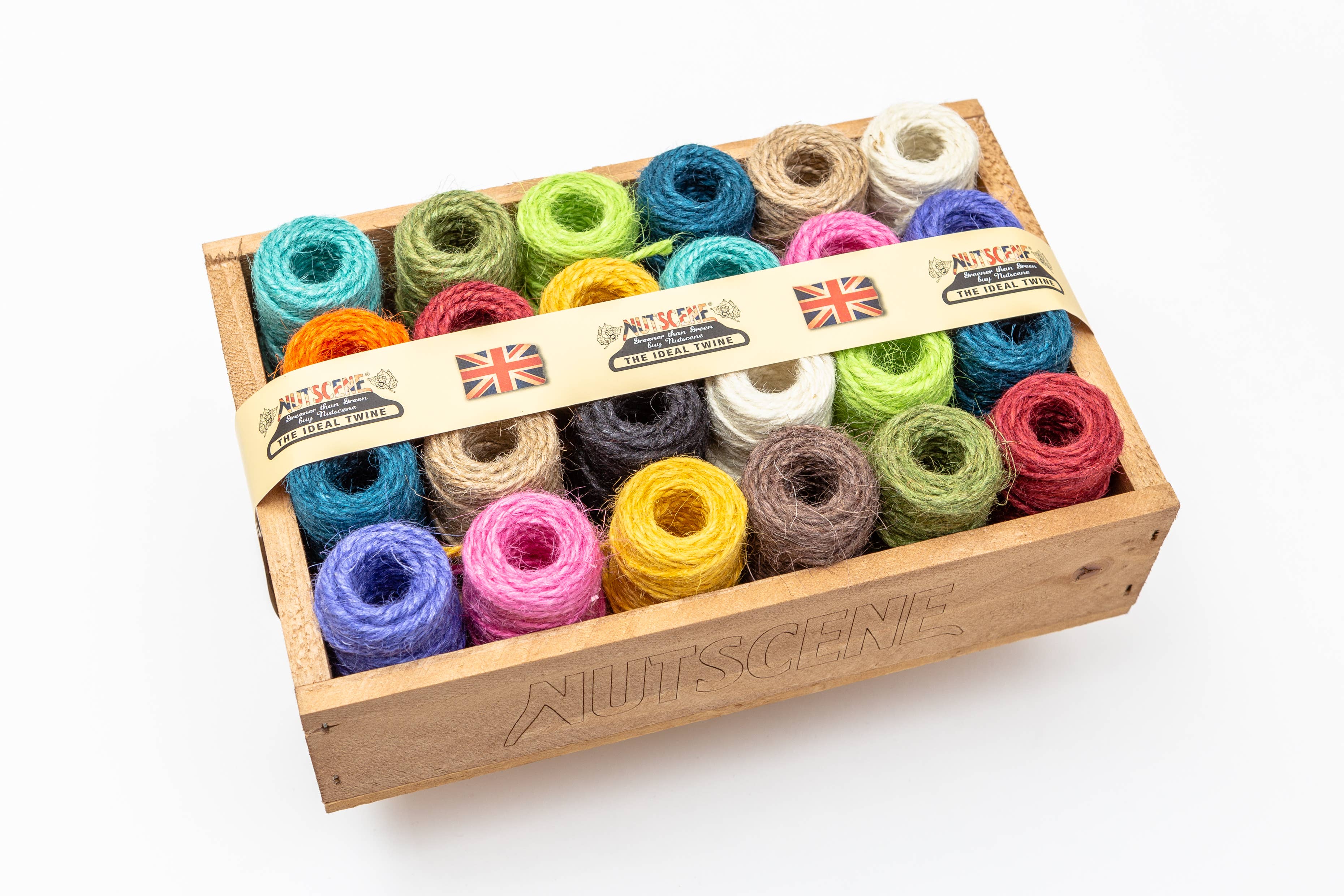 Nutscene Twines Ltd - Wholesale Twine - Wooden Crate of Mini Nutscene Heritage Twine Spools 2