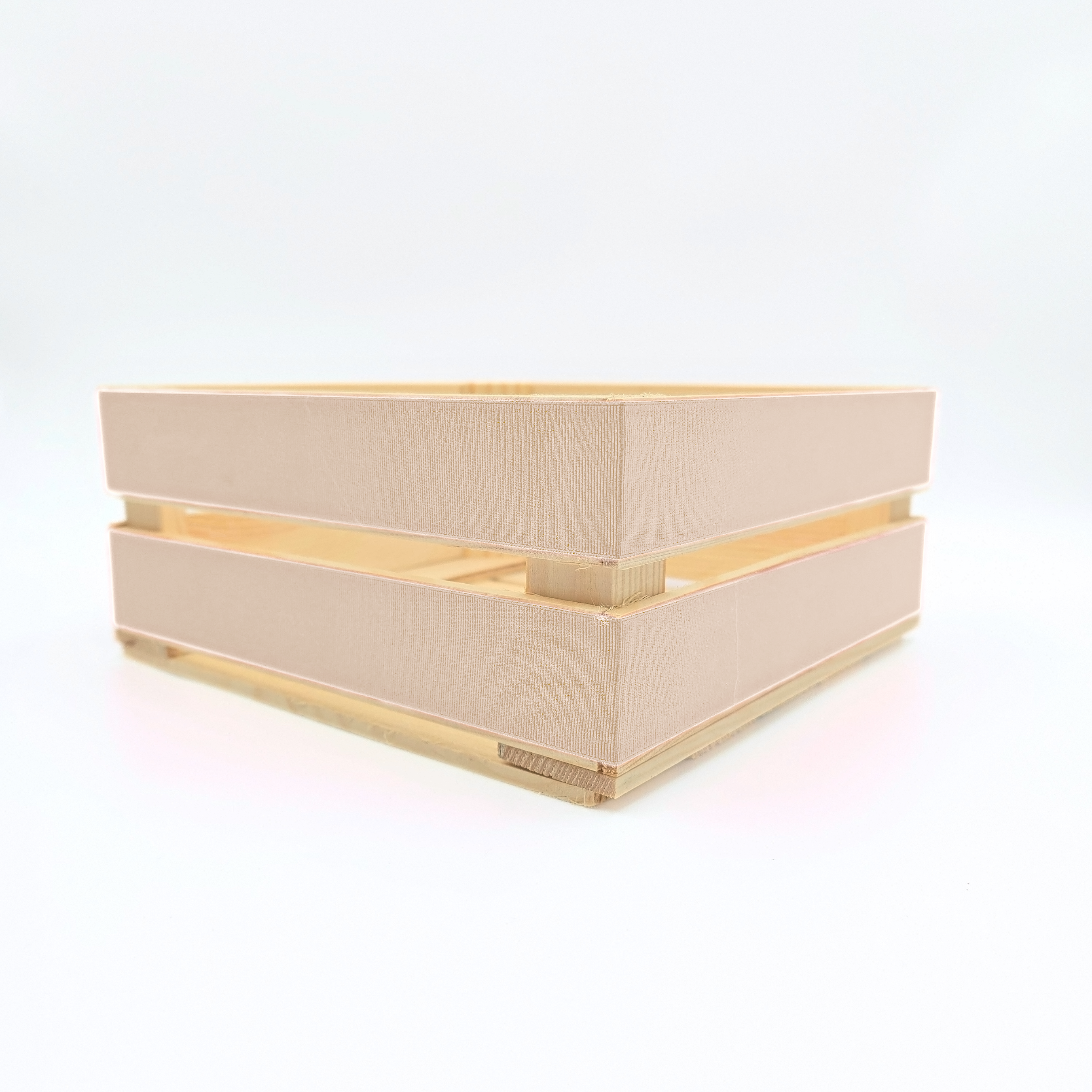 AboutWood – wholesale Decorative box – Empty Square Wooden Crate Decorated with Taupe Ribbon 1