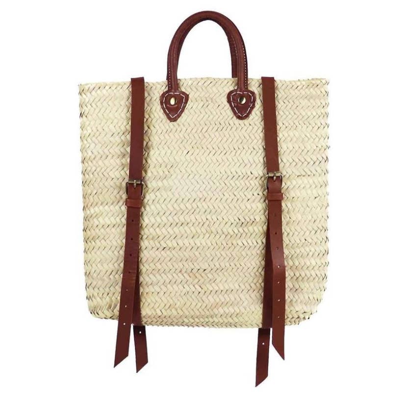 Mikwi – Großhandel Strandtaschen – Strandtasche aus Stroh mit Lederriemen - Rucksack aus Stroh5