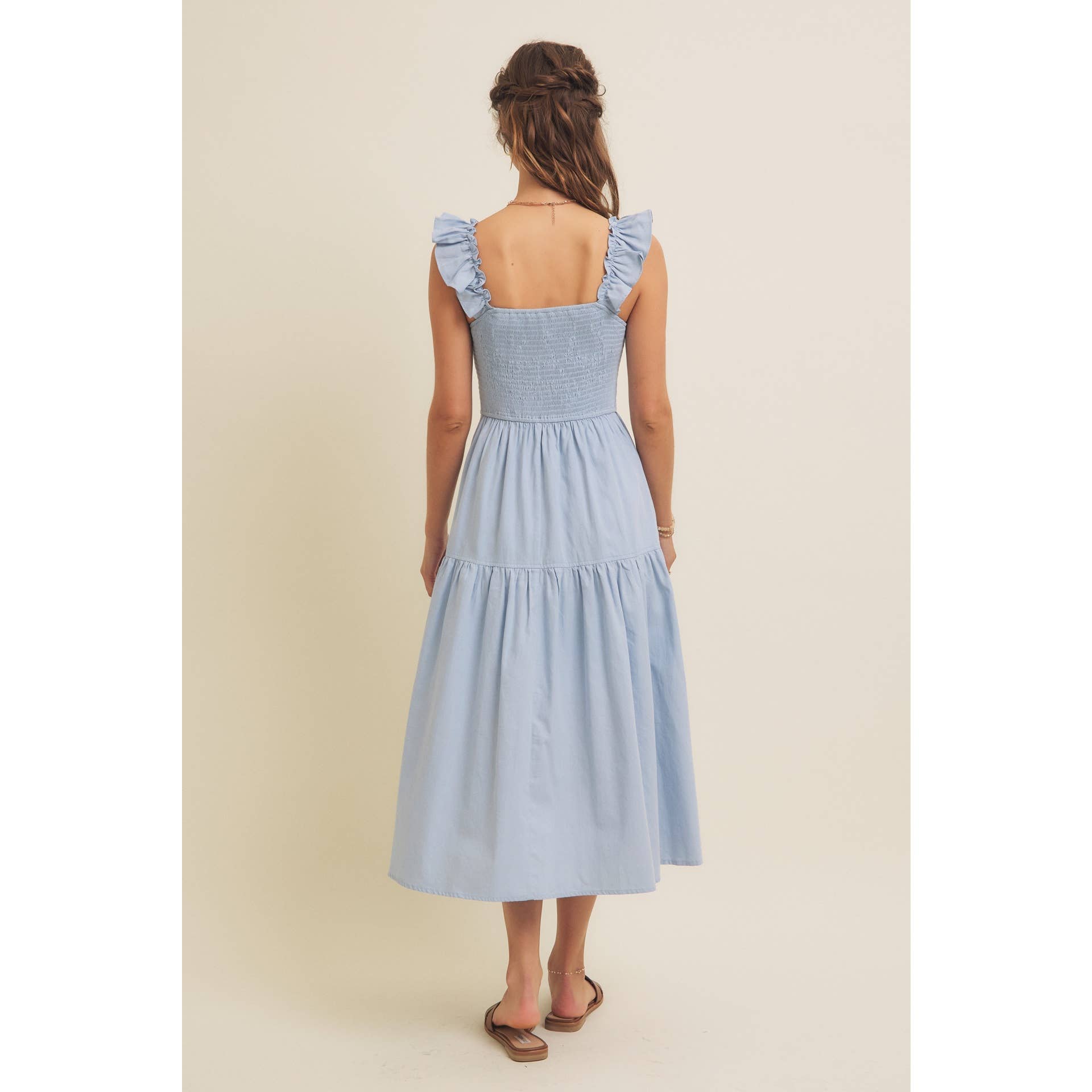 in february – wholesale Klänning - Dam – Klänning midi med volangärmar och sömdetaljer11