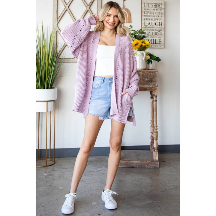 Wholesale Sheer Texture Open Front Knit Cardigan for your Wholesale Sheer Texture Open Front Knit Cardigan for your