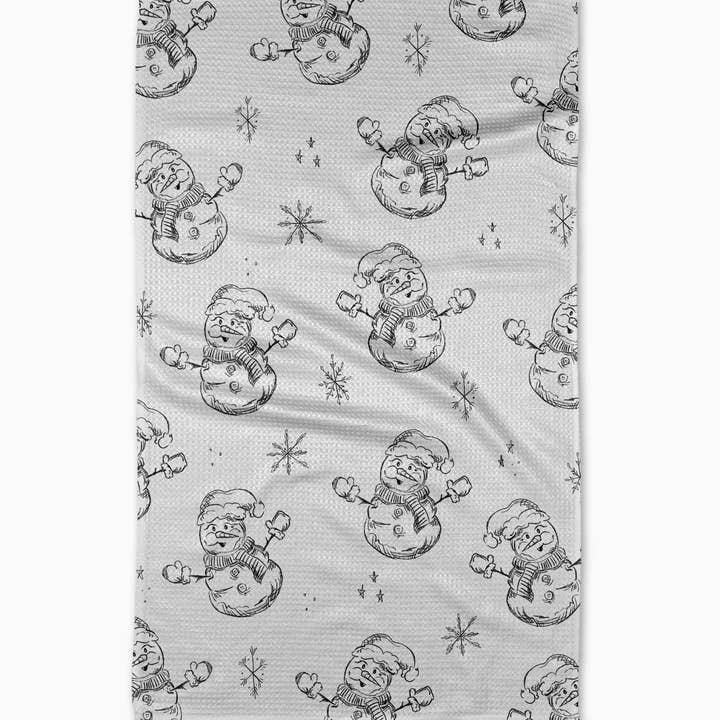 Geometry - Wholesale Tea Towel - Snowmen Charcoal Tea Towel