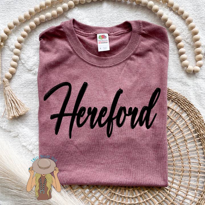 Black Puff Hereford Tee - Heather Mauve for wholesale by Sweet Valley Tees