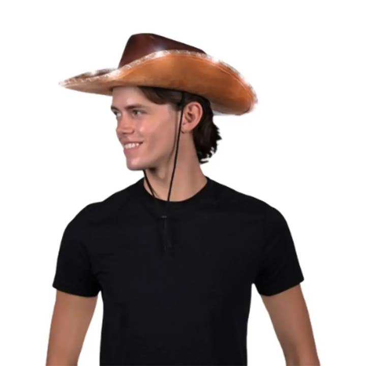 Chapeau de cowboy spatial en satin métallisé brillant brillant brun pour la vente par Blinkee.com, LLC