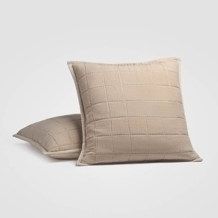 Stitched Cotton Quilted Euro Sham Set, Gray for wholesale by Crane Home