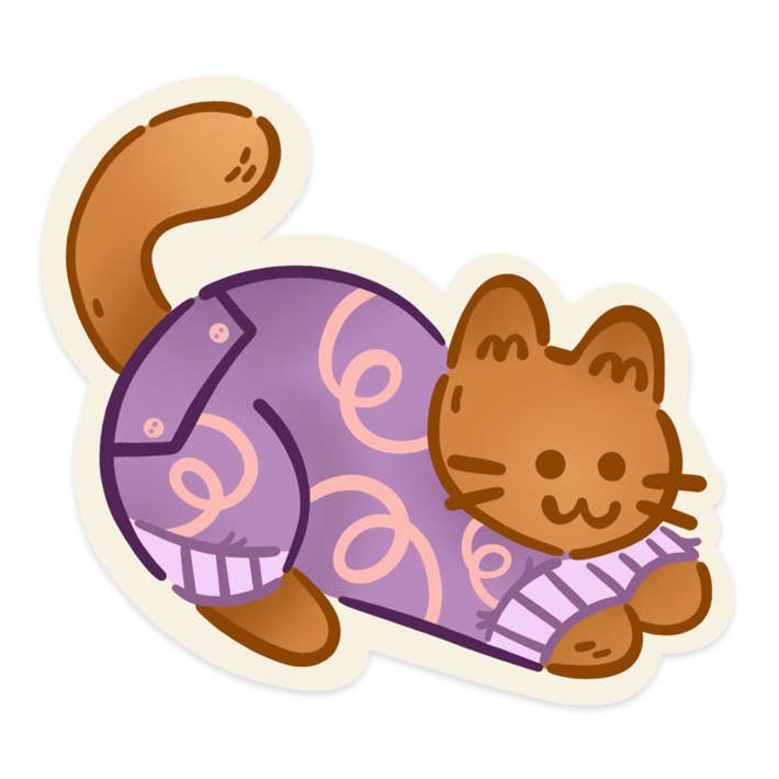 Pouncing PJs Kitty Sticker for wholesale by The Stray Shop