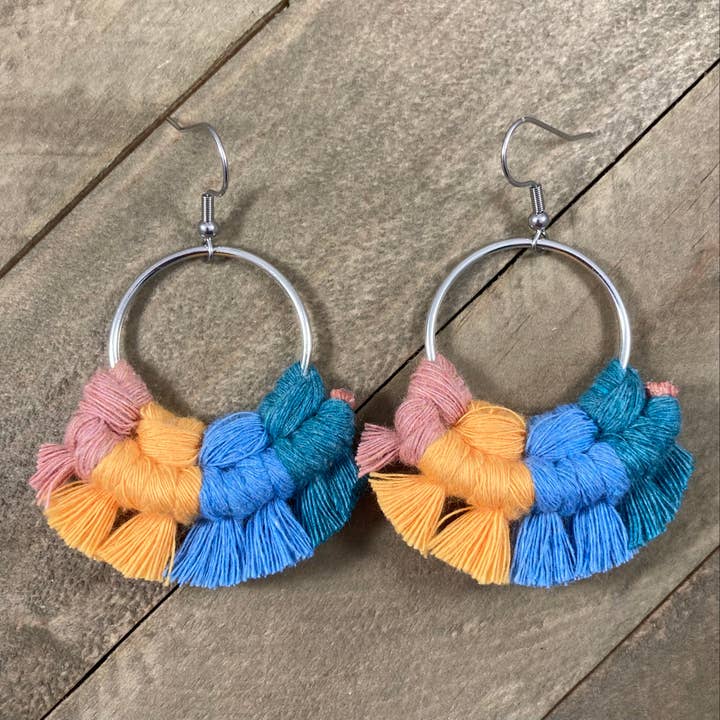 Sm Multicolored Fringe - Blush, Marigold, Blue, Turquoise for wholesale by HK Macrame Jewelry