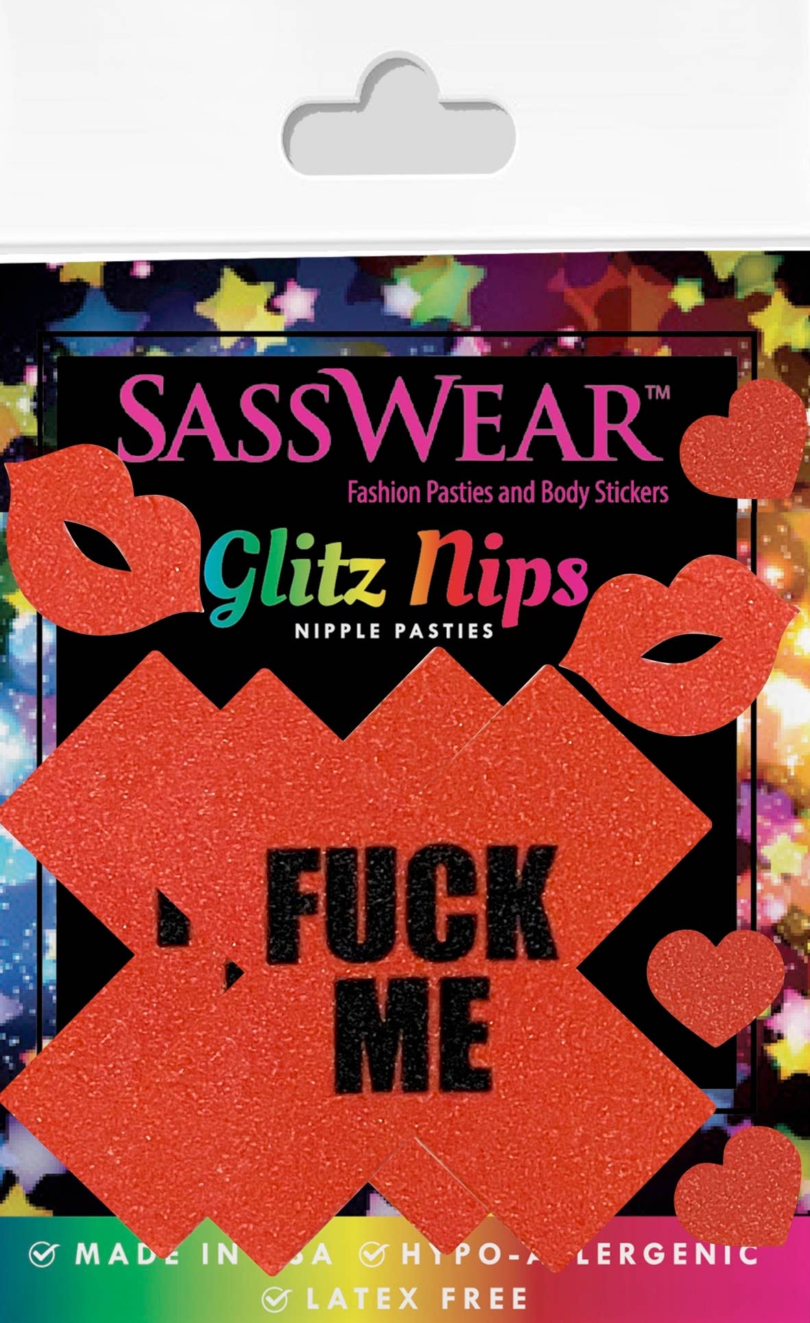 Sasswear - Wholesale Nipple Pasties - Women's - Glitz Nips Delicious Red Fuck Me X Pasties2