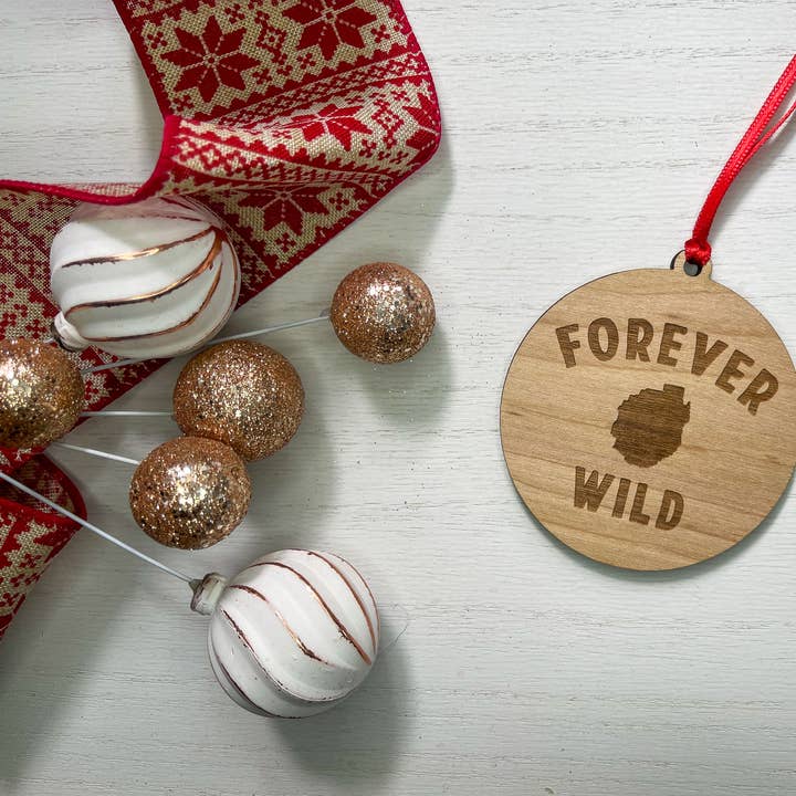 Forever Wild Adirondacks Blue Line Ornament for wholesale by Almost Local