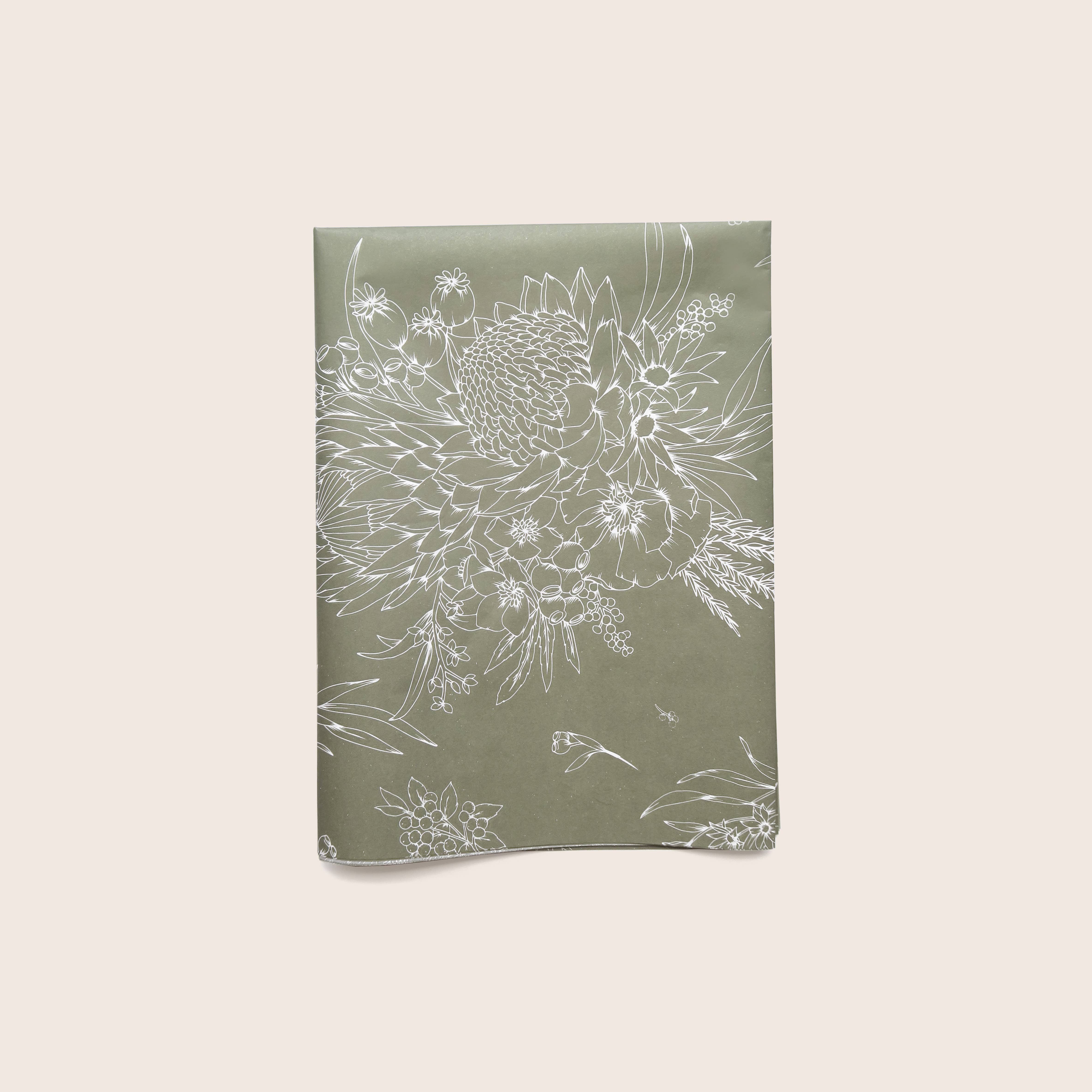 Typoflora – wholesale Tissue paper – Tissue Paper - King Protea In Olive2