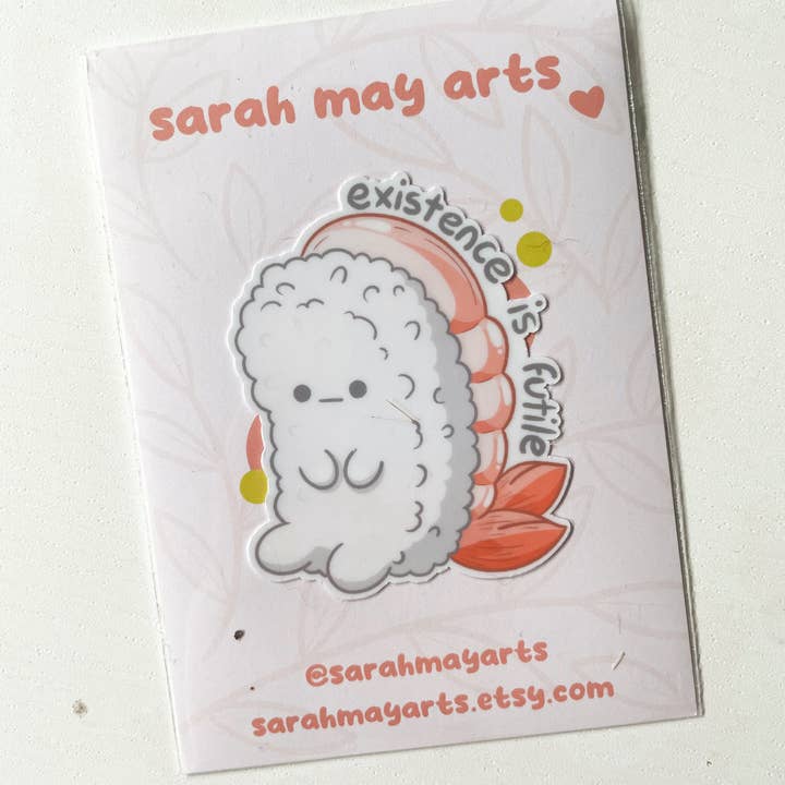 Sarah May Arts - Wholesale Sticker - Existential Sushi Vinyl Waterproof Die Cut Sticker3