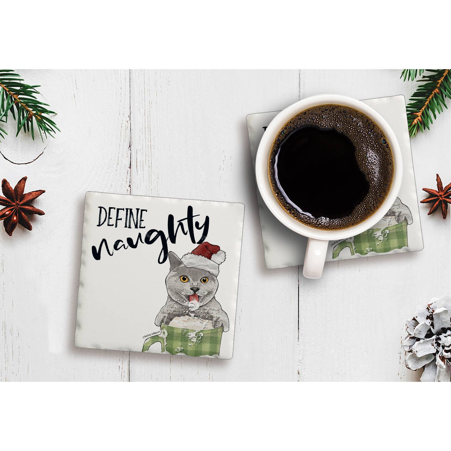 CounterArt/Highland Home/Thirstystone/CoasterStone - Vendita all'ingrosso Sottobicchiere - Sottobicchiere con piastrelle burattate in pietra assorbente «Define Naughty»1