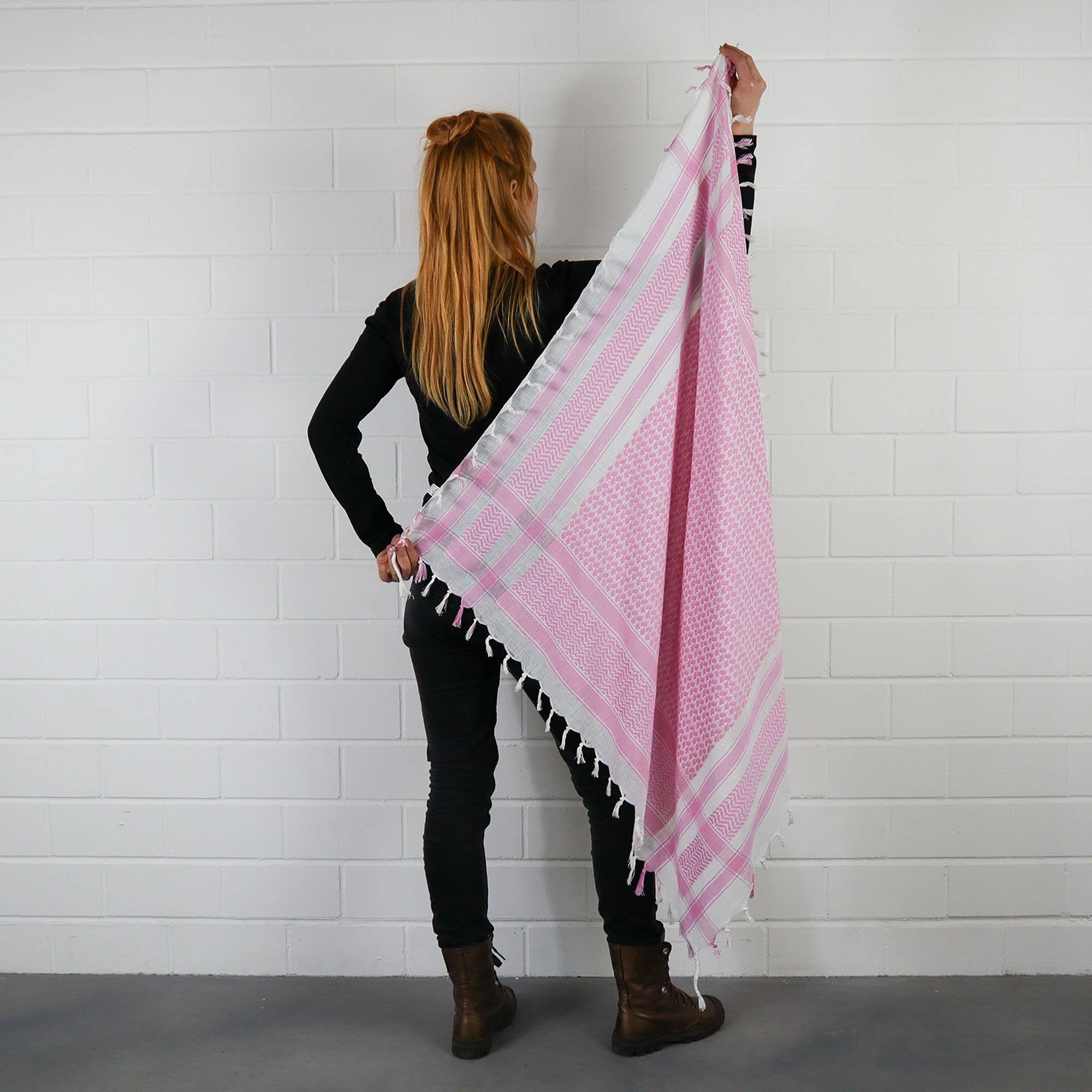 Tribal Trade GmbH - Wholesale Scarf - Unisex - Palituch - White - Pink - Kufiya PLO towel8