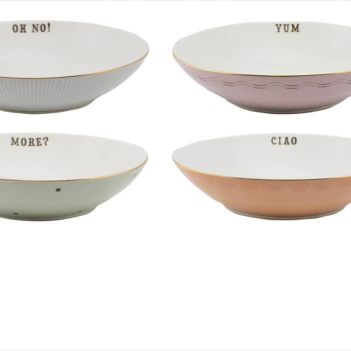 YE – Set med 4 pastatallrikar 23 cm med slogan för wholesale av Yvonne Ellen